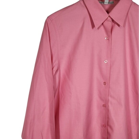 Foxcroft Top Shaped Fit Pinpoint Essential No Iron Shirt Wrinkle Free Pink 8 - Picture 4 of 9